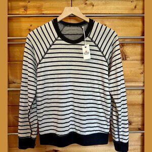 Marine Layer Women’s Reversible Raglan - Black and White Stripe - Small